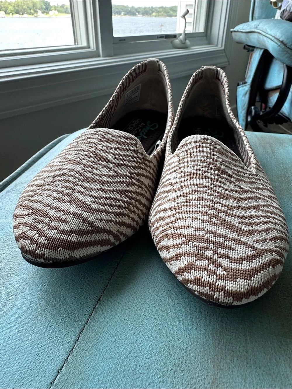Skechers Brown & Cream Pointed Toe Memory Foam Flats